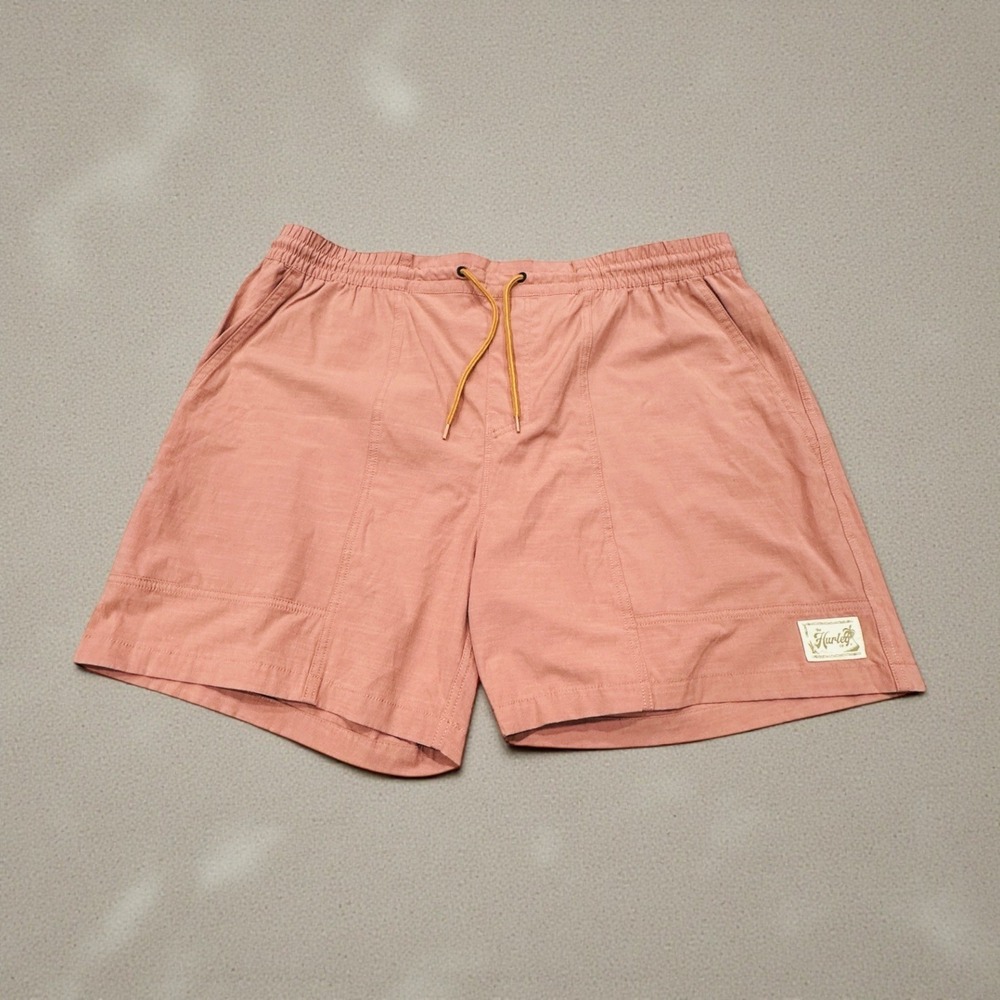 Hurley Mens Cargo Shorts Peach Pink Elastic Waist Drawstring Size XXL